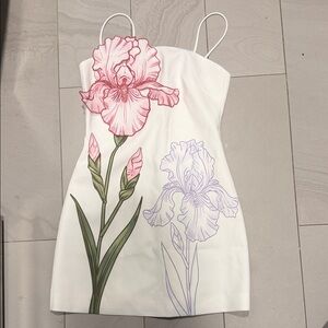 JW PEI White Mini Dress with Pink & Lavender Floral Print